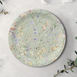 Prato De Papel Bebê no Chá de fraldas de flor selvagem de Bloom