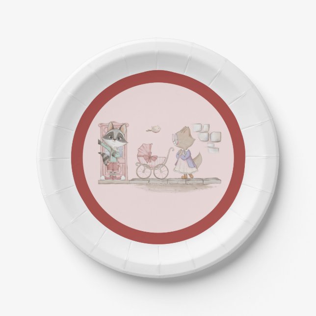 Prato De Papel Bebê Rosa Bonito (Frente)