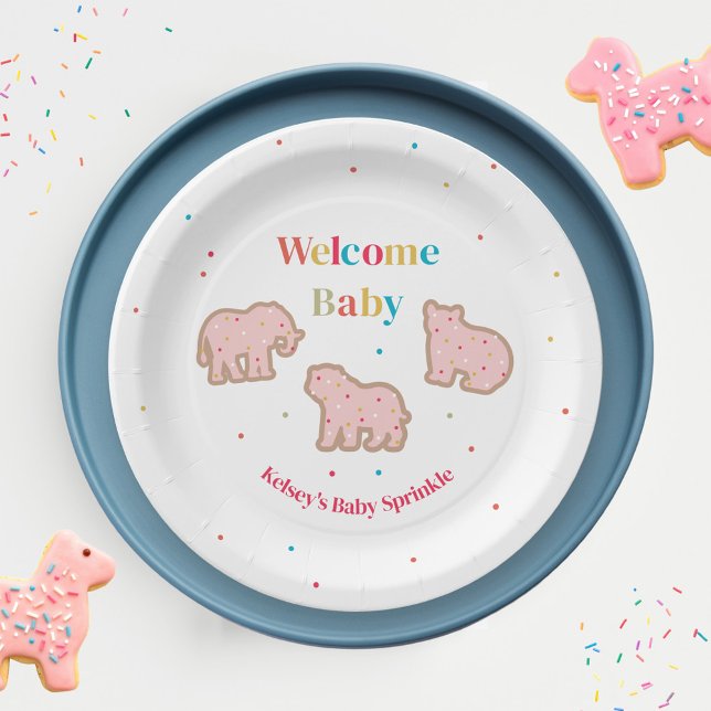 Prato De Papel Bebê Sprinkle Animal Cookies Chá de fraldas (Criador carregado)