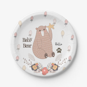 Prato De Papel Bebê-Urso e Morangos Cujo Produto É Personalizá