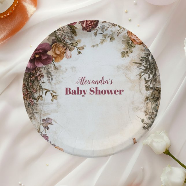 Prato De Papel Bebê Whimsical em Bloom Wildflower (Criador carregado)