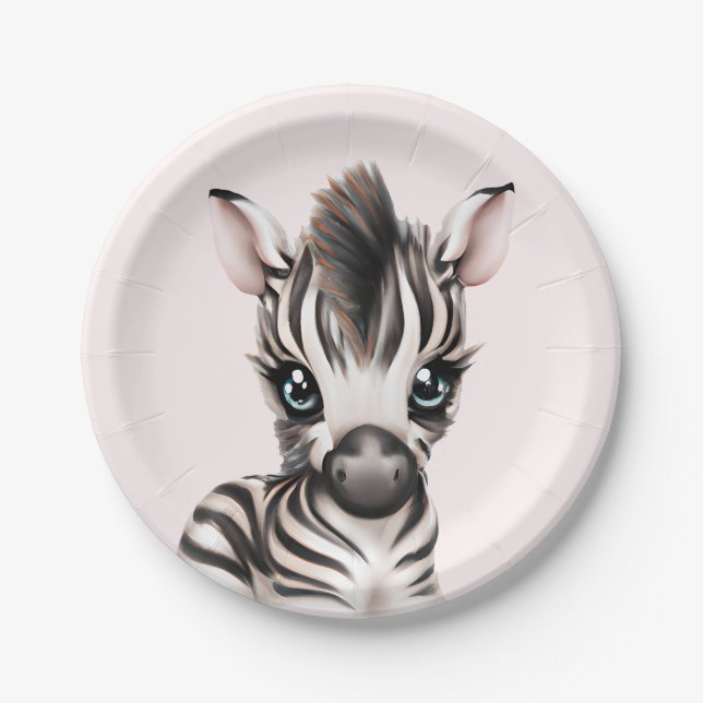Prato De Papel Bebê Zebra Adorável (Frente)
