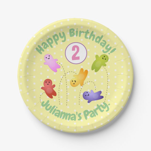 Prato De Papel Bebês bonitos de geleia doces caricaturas doces (Frente)