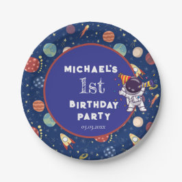 Prato De Papel Bebês Crianças Astronauta Qualquer Festa de aniver