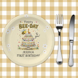 Prato De Papel Bee Day First Birthday | Cute Bee Birthday