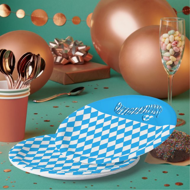 Prato De Papel Beer Festival Bavarian Flag Pattern Oktoberfest Pa (Múltiplo)