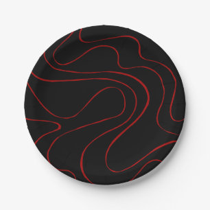 Prato De Papel Bei e Fluxo 2 em Vermelho e Preto