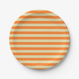 Prato De Papel Beige and Orange Stripes