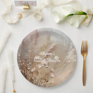 Prato De Papel Beige Blush Boho Floral