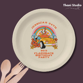 Prato De Papel Beige da Festa de aniversário retrorreflectora da 