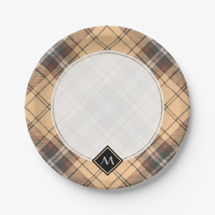 Prato De Papel Beige e Brown Tartan