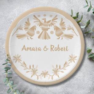 PRATO DE PAPEL BEIGE OTOMI MEXICAN