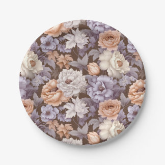 Prato De Papel Beige pálido pálido e pálido, flores de pêssego es