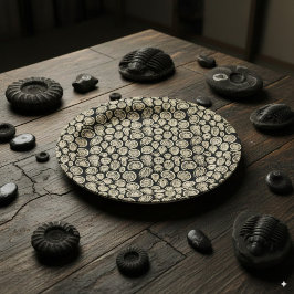 Prato De Papel Beige venenoso fóssil trilobite padrão amonita