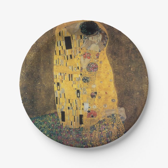 Prato De Papel Beijo, reprodução, pintura de Gustav Klimt, arte, (Frente)