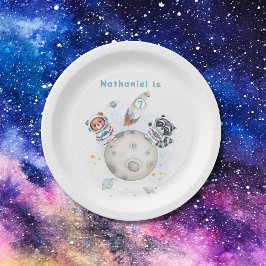 Prato De Papel Bela explosão espacial temático aniversário