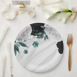 Prato De Papel Bela flor branca-branca-branca-marmoreada