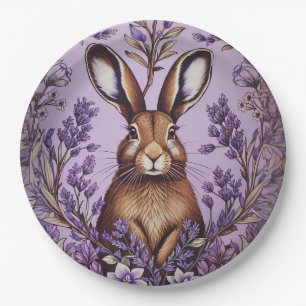 Prato De Papel Bela lebre com a Lavanda William Morris inspirada