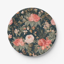 Prato De Papel Bela Pintura De Rosa Floral