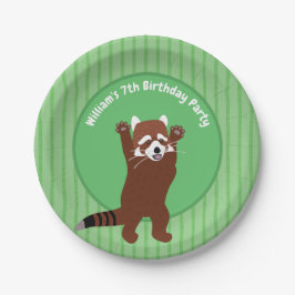 Prato De Papel Bela Rua Vermelha Panda Personalizada Aniversário