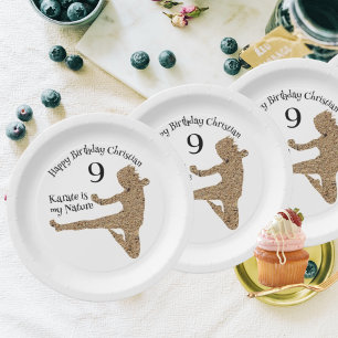 Prato De Papel Belas Artes Marciais Japão Silhouette Karate Boy A