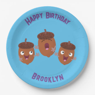 Prato De Papel Belas bolotas felizes cantando cartoon para crianç