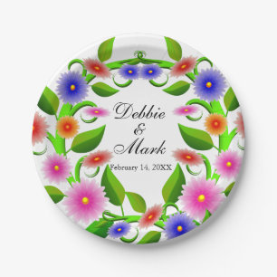 Prato De Papel Belas Flores Rosa Laranja Roxo Casamento