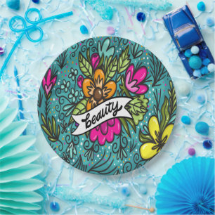 Prato De Papel Beleza do travesseiro decorativo com flores