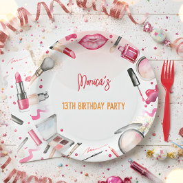 Prato De Papel Beleza e maquiagem festa de aniversário spa