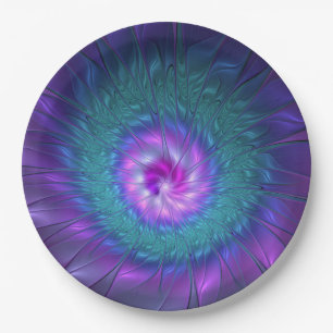 Prato De Papel Beleza Floral Abstrata Arte Fractal Colorida Flor