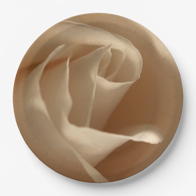 Prato De Papel Beleza Floral Rustic Wedding Cream Rosa Fall (Frente)