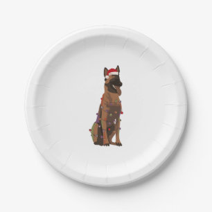 Prato De Papel Belga Malinois Natal Luz Xmas Dog Lover