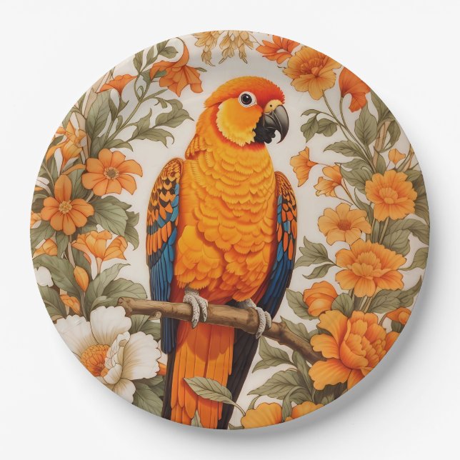 Prato De Papel Belíssimo Sun Conure Inspirado em William Morris (Frente)
