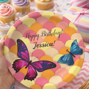 Prato De Papel Belo Ingelamento Borboletas Laranja