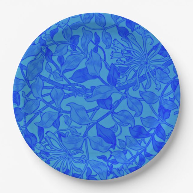 Prato De Papel Belo padrão de chupa de mel azul (Frente)