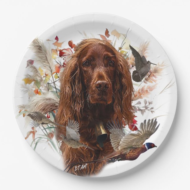 Prato De Papel Belo Red Setter Irlandês (Frente)