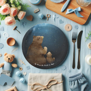 Prato De Papel Belo Urso Grelha Pequena Estrela