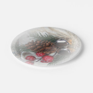 Prato De Papel Bels, Pinecone e feriado das bagas