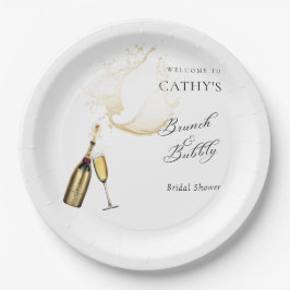 Prato De Papel Bem-vindo Brunch e Bridal Shower Espumante 9" Redo