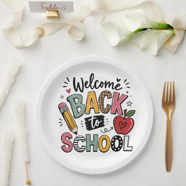 Prato De Papel Bem-vindo de Volta à Escola Professor Aluno Primei (Casamento)
