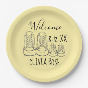 Prato De Papel BEM-VINDO Novo Chá de Calçados para Bebês Chegadas