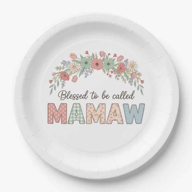 Prato De Papel Bendita por ser chamada Mamaw (Frente)
