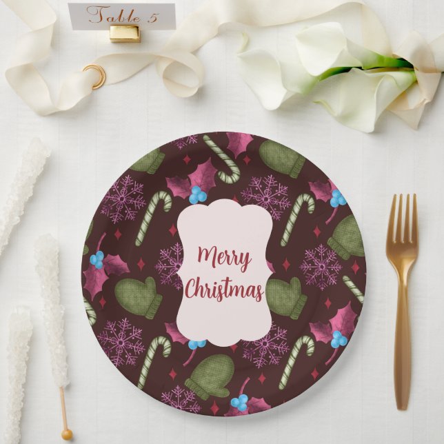 Prato De Papel Bengalas e Luvas de Natal (Casamento)