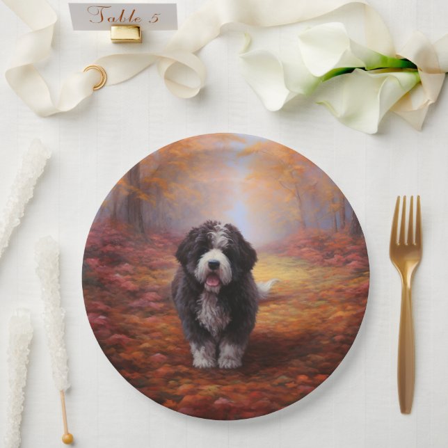 Prato De Papel Bernedoodle no outono deixa cair inspiração (Casamento)