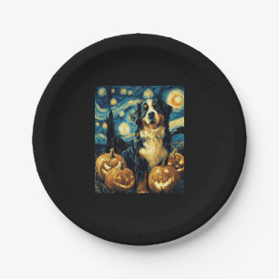 Prato De Papel Bernese Mountain Cute Dog Halloween Jack O Lantern
