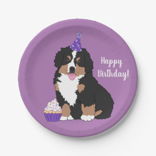 Prato De Papel Bernese Mountain Dog Puppy Aniversário  