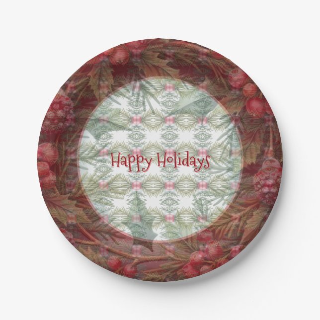 Prato De Papel Berries E Greenery Holiday (Frente)