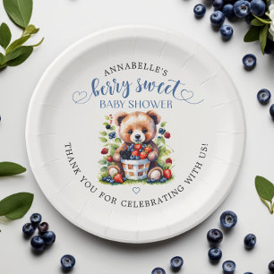 Prato De Papel Berries Selvagens e Urso de Teddy, Chá de fraldas