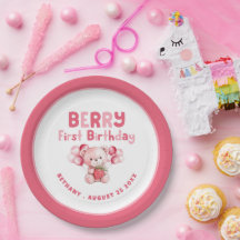 Berry First Birry Teddy Bear Strawberry Pink bo