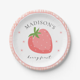 Prato De Papel Berry First Birthday Paper Plates Strawberry Party